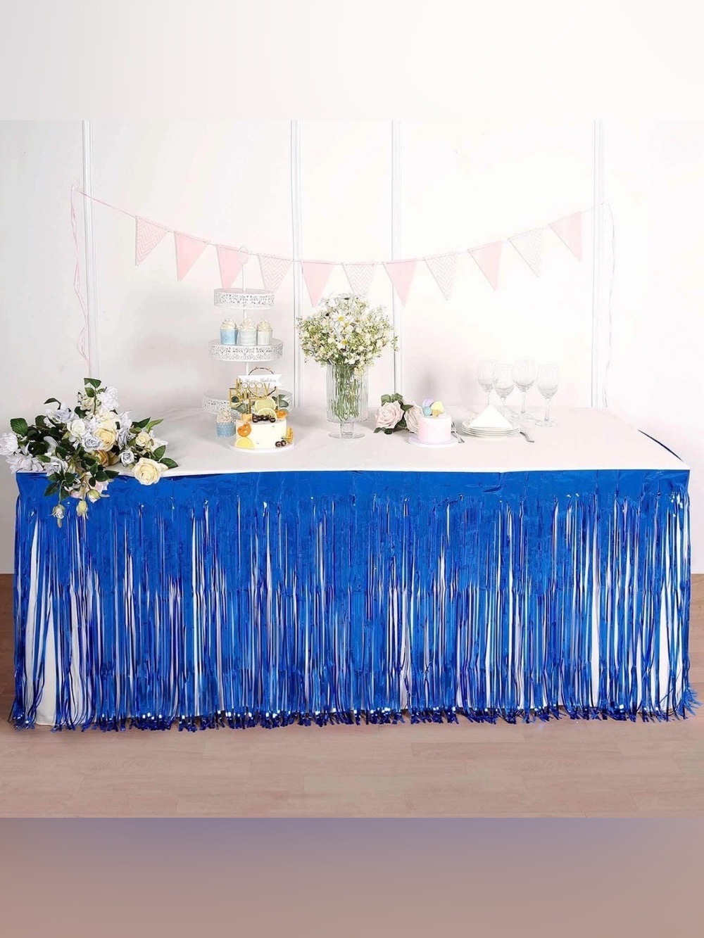 Royal Blue Party Foil Table Skirt – Party Decoration